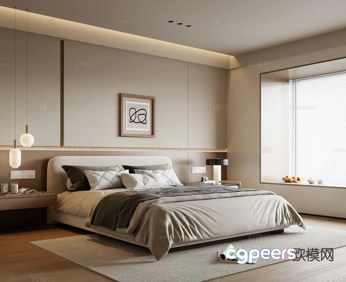 Modern minimalist bedroom master bedroom 3d model