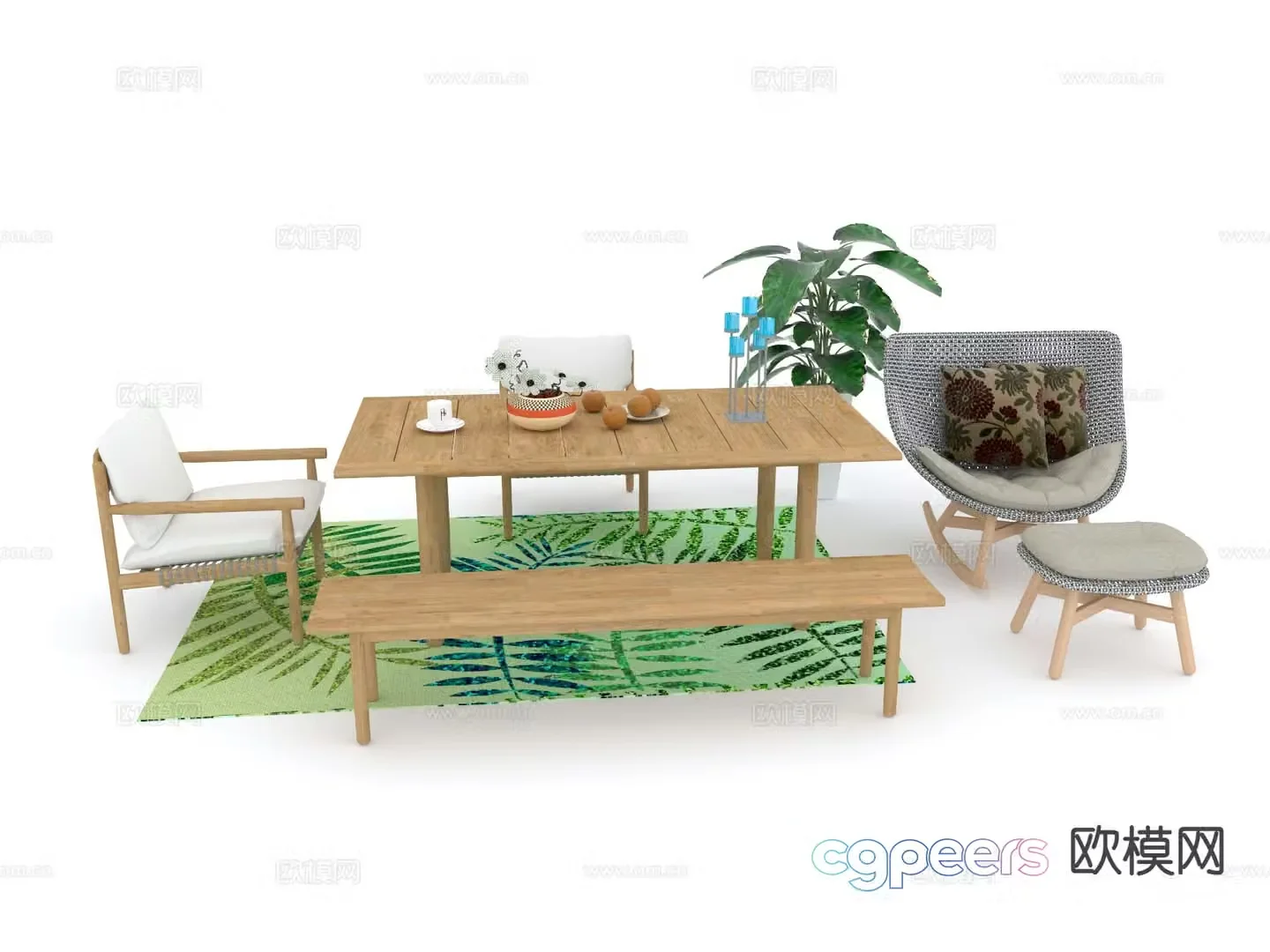 Modern outdoor tables and chairs patio tables and chairs 3d model