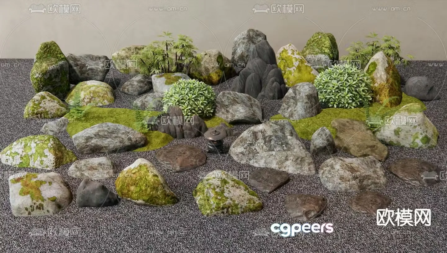 Japanese landscape stone rockery 3D model