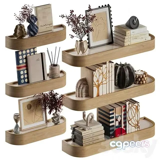 3ds Max Free – Shelves with Decorative Set