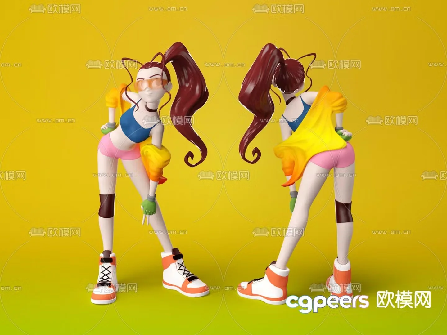 Cartoon girl beautiful girl figure 3d model