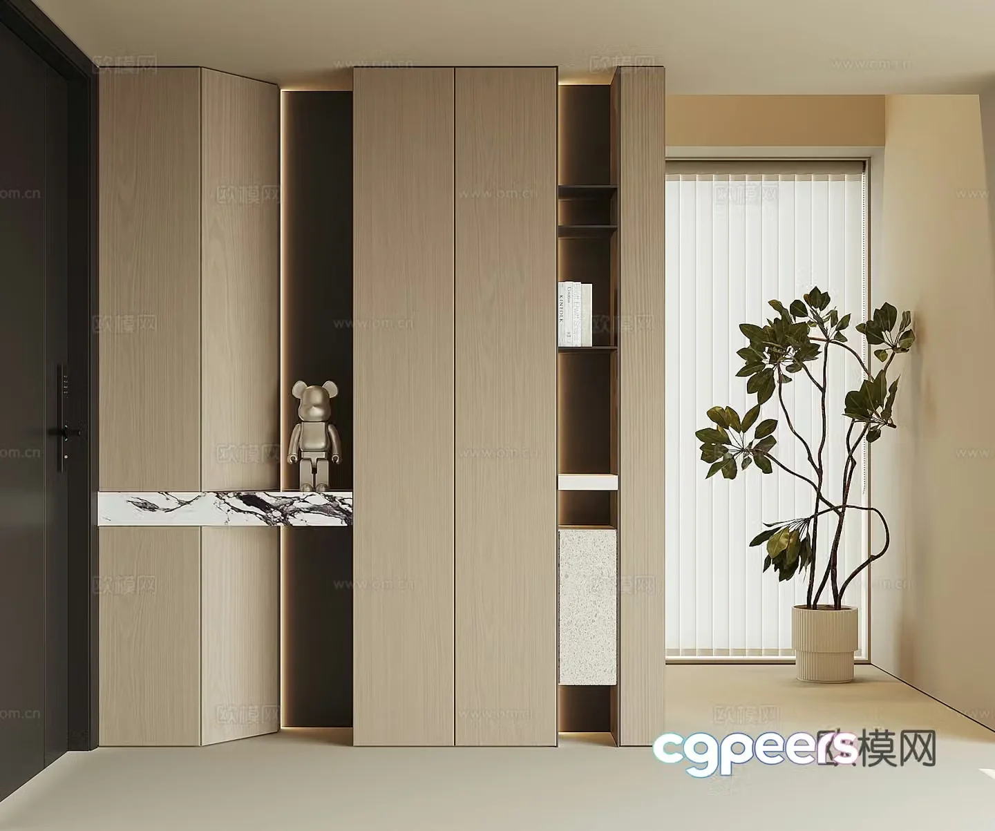 Modern home entrance shoe cabinet 3D model