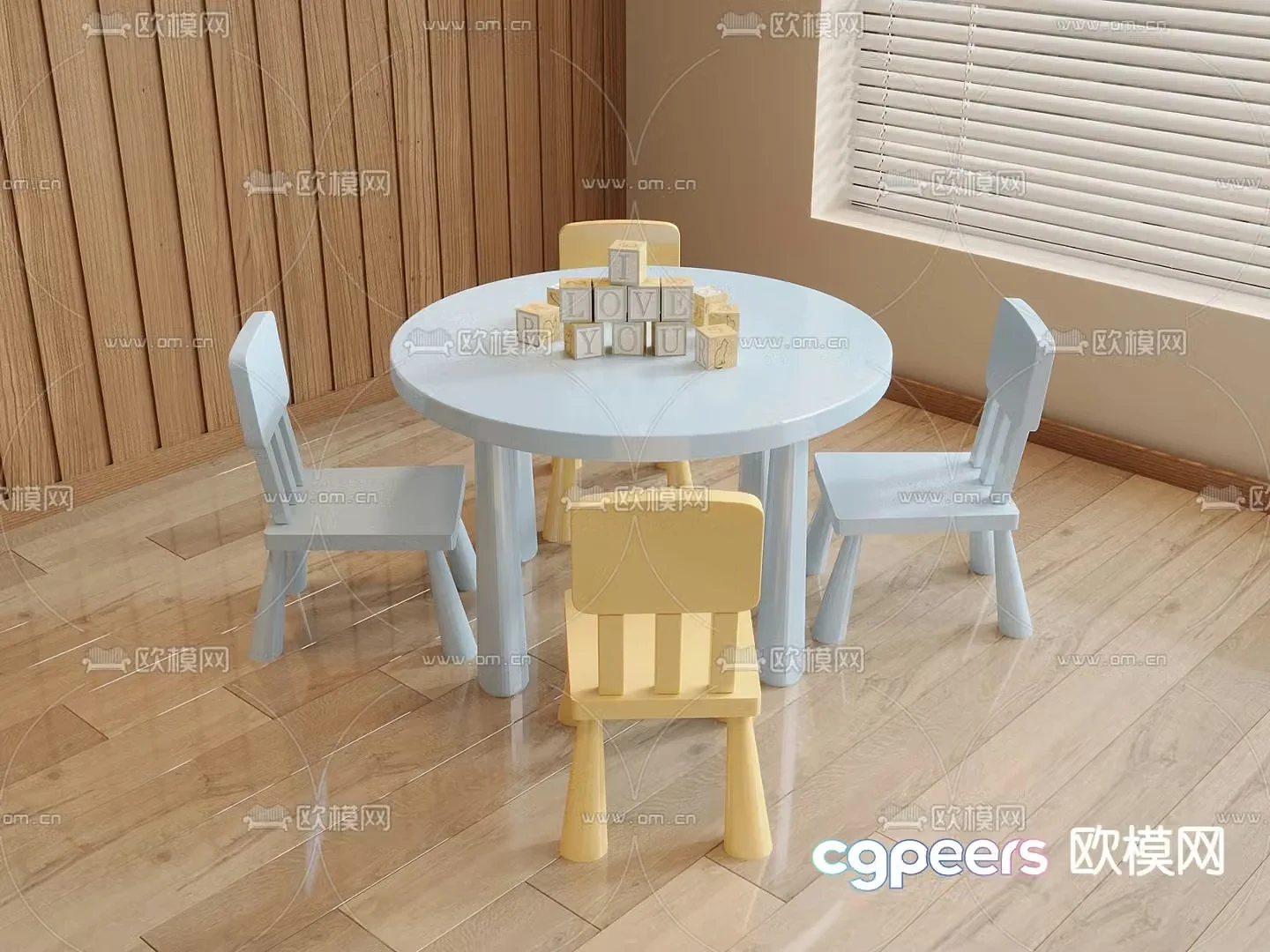 Children’s tables and chairs Kindergarten plastic tables and chairs 3d model