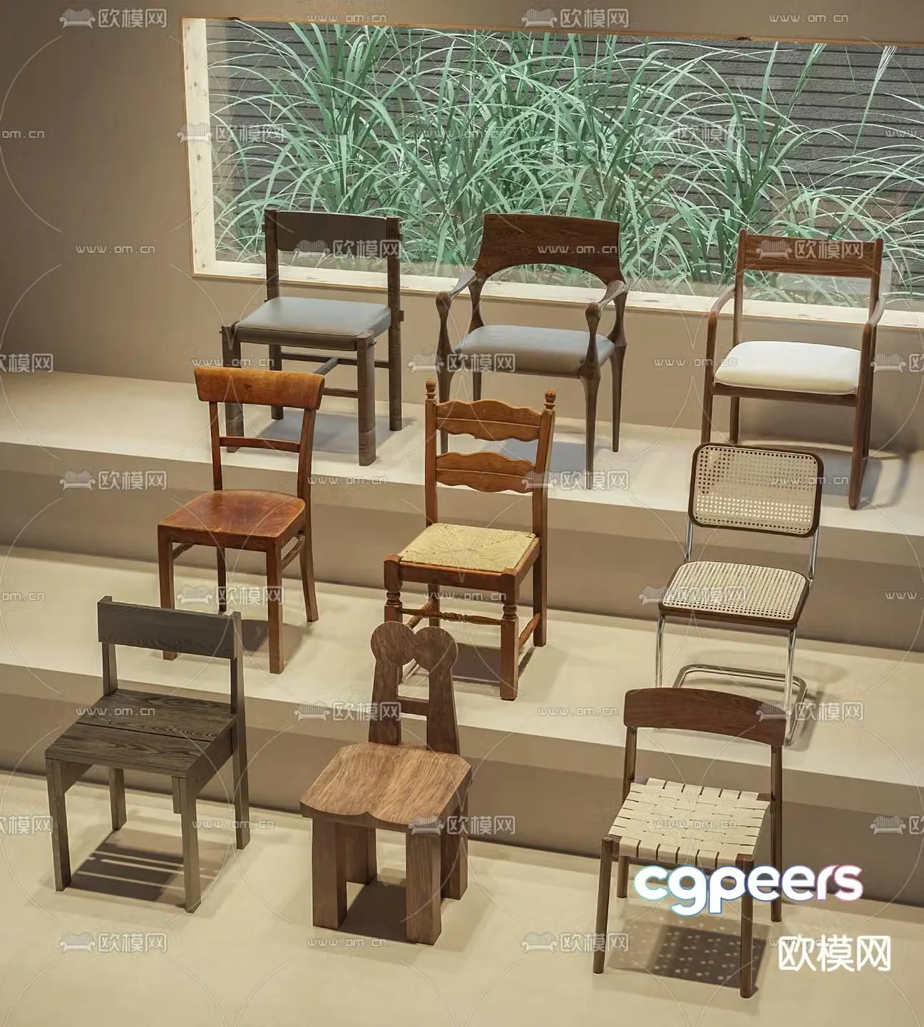 Medieval style chair leisure chair 3d model