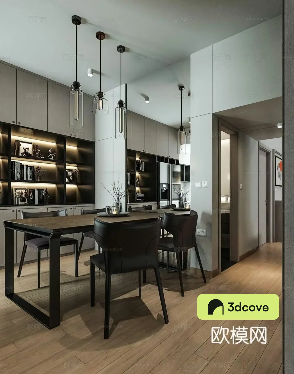 Italian restaurant Open kitchen Dining room kitchen Restaurant chandeliers Cabinet
