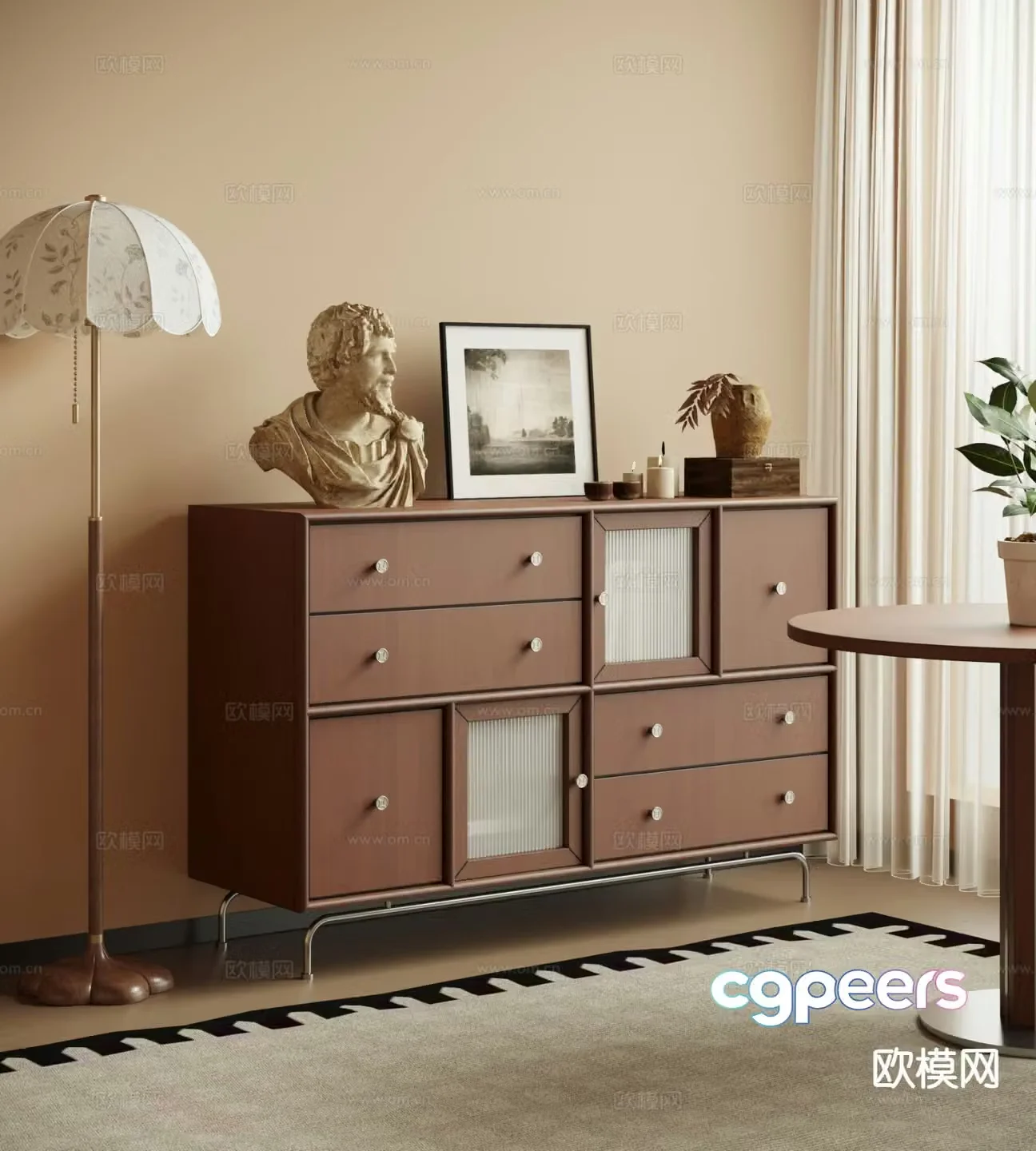 Medieval style sideboard 3d model