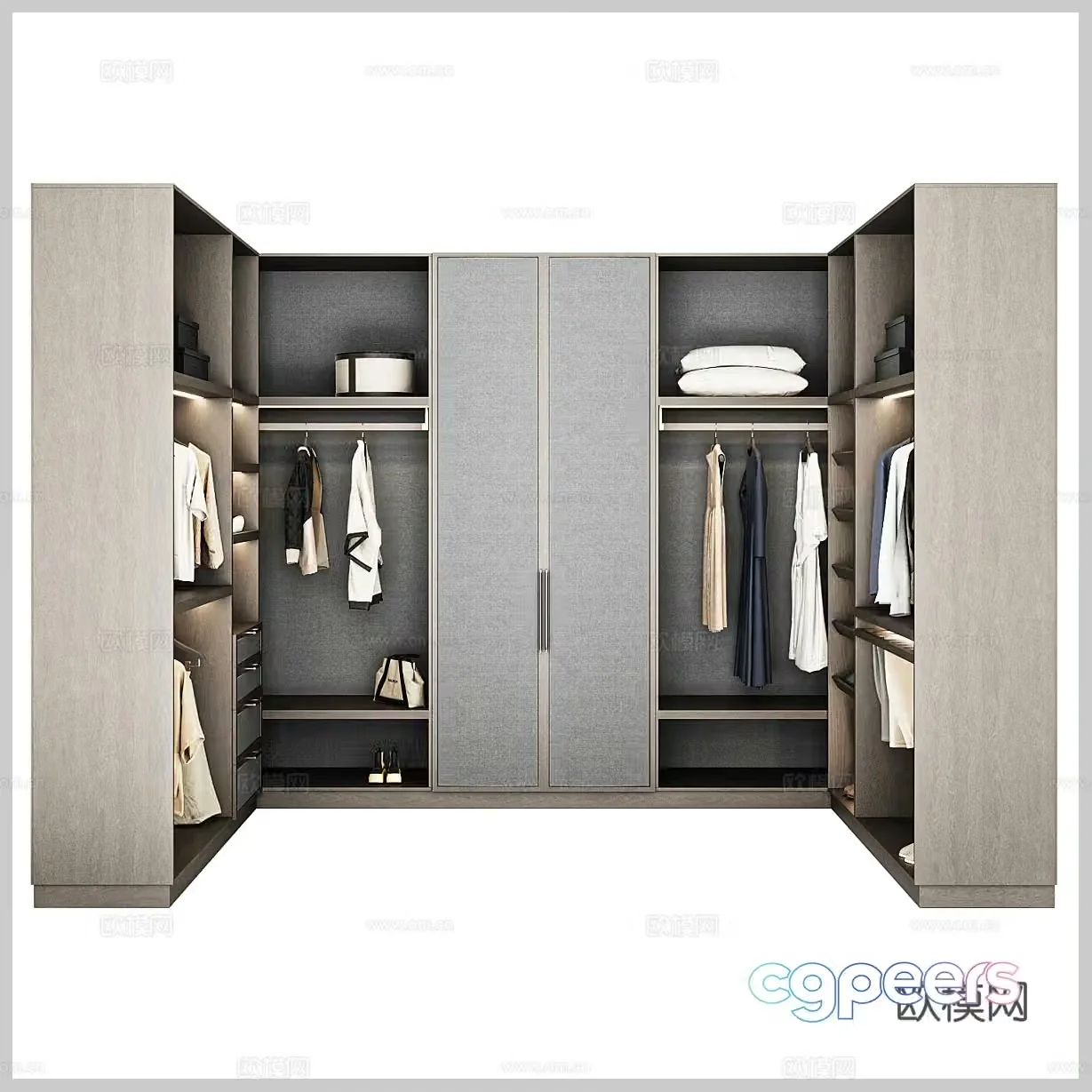 Solid wood wardrobe Simple wardrobe Light luxury wardrobe Cloakroom Wardrobe ornaments Wardrobe pendant Clothes 3D model