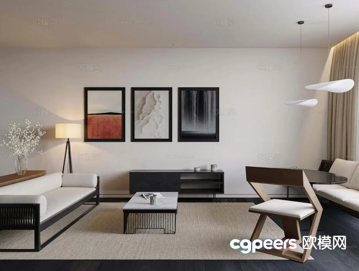 New Chinese style modular sofa 3d model