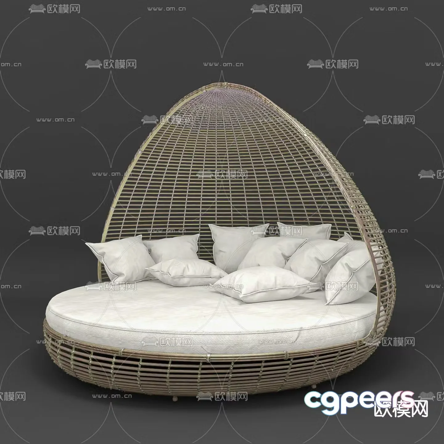 Wabi-sabi round bed 3d model