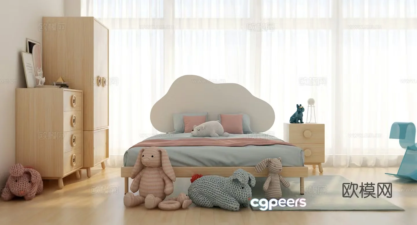 Modern children’s bed children’s wardrobe children’s toys children’s furniture 3d model