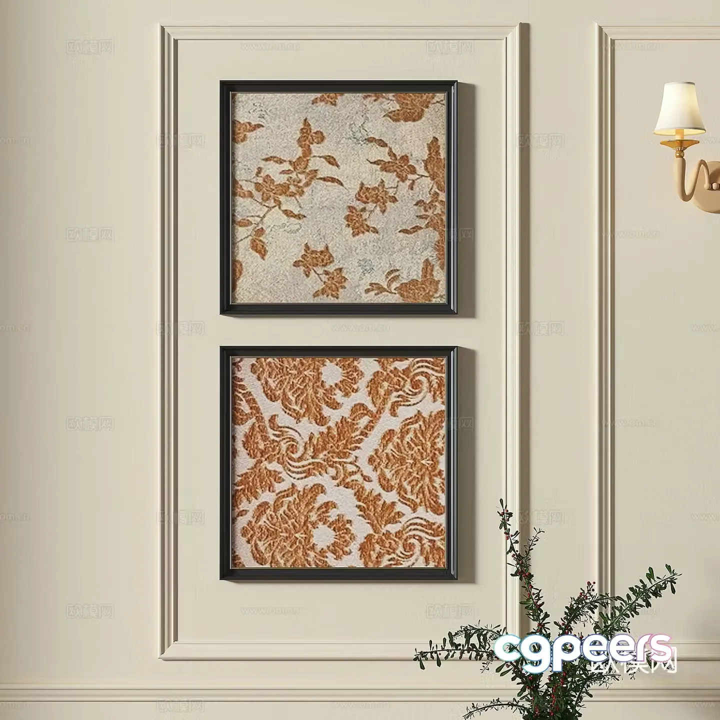 French retro medieval decorative painting 3d model