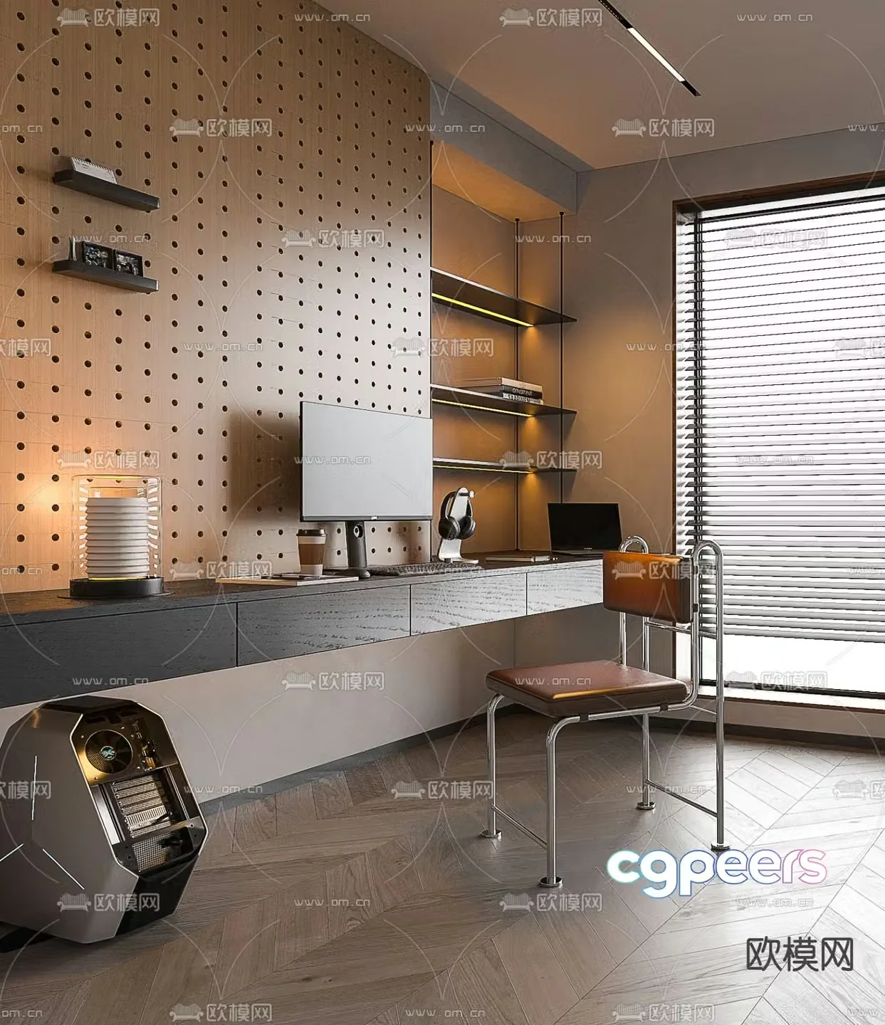 Modern desk computer desk 3d model