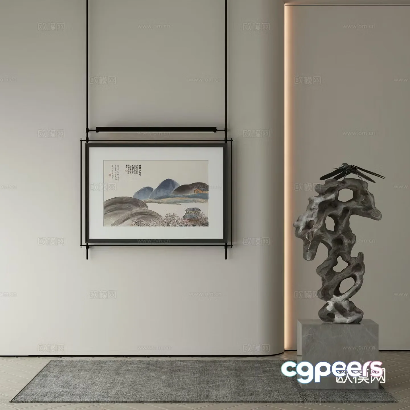 New Chinese style wasabi paintings oil paintings 3D model