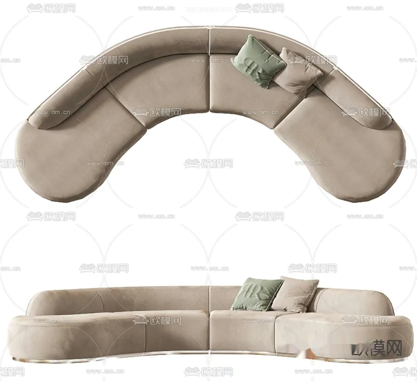 Modern Curved Sofa 3D Model – 9776 – VRAY Render