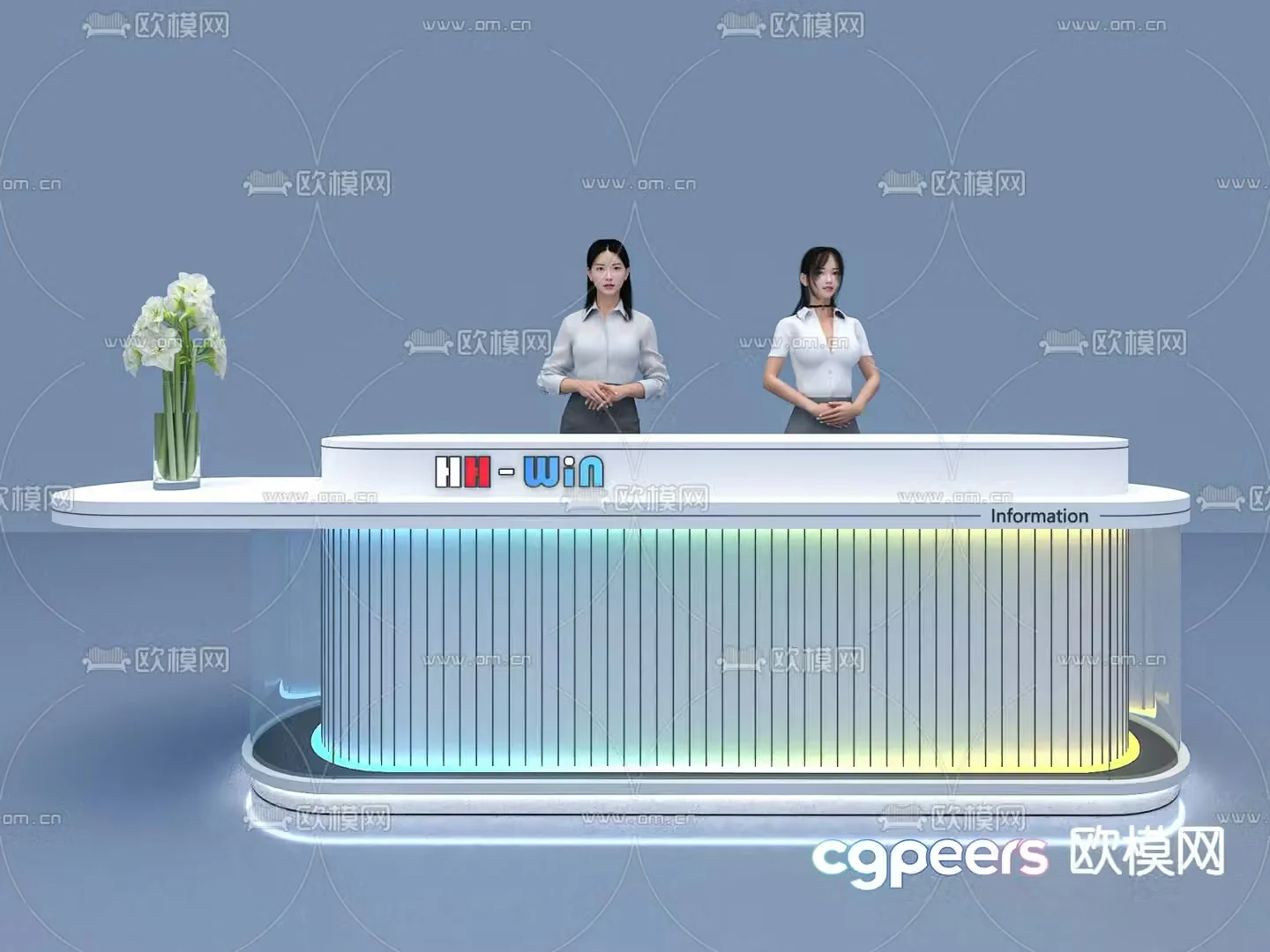 Modern front desk reception desk service desk 3d model