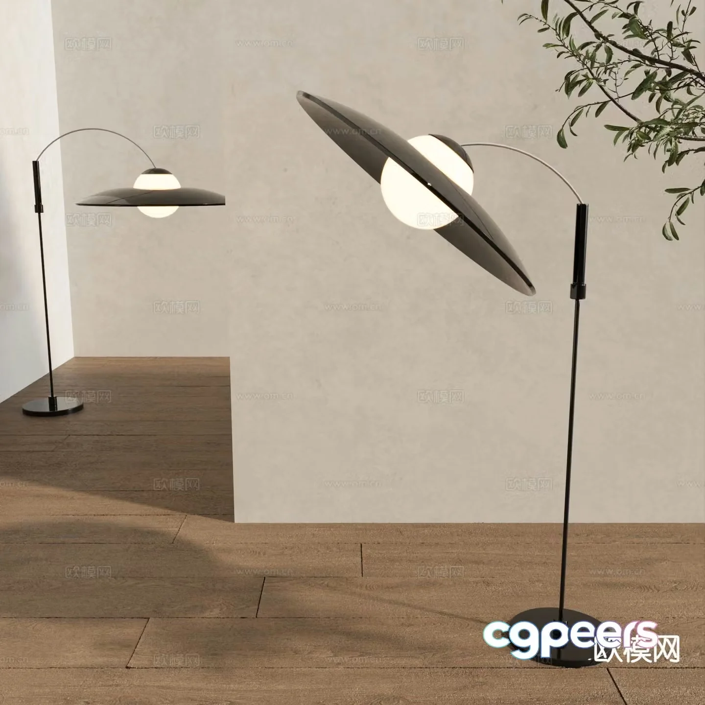 Creative floor lamp fishing lamp 3d model