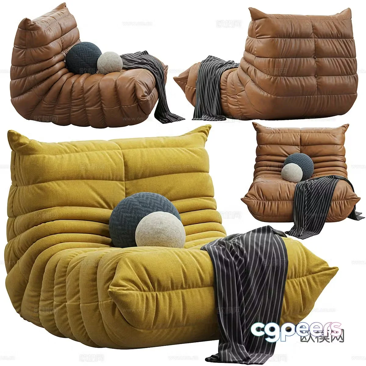 Modern Italian Ligne Roset casual sofa 3d model