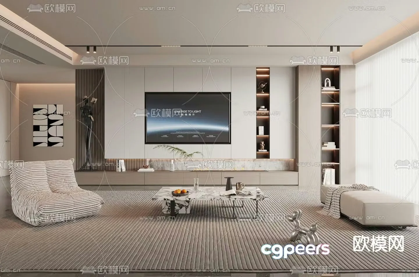 3d model of TV background wall