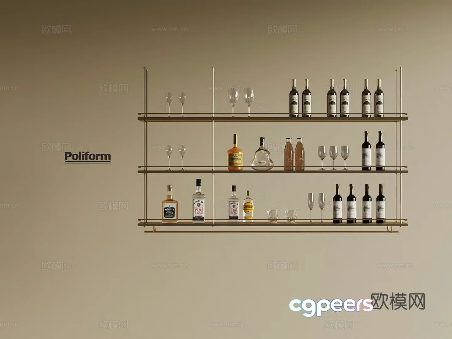 Modern wine rack wine utensil 3d model