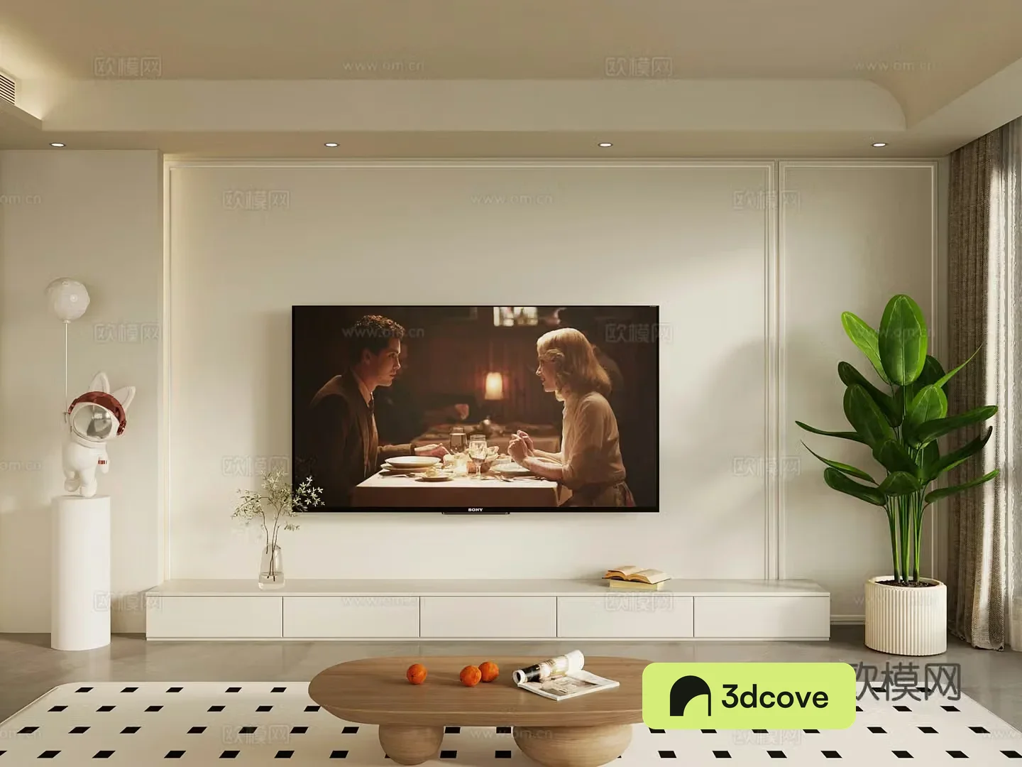 French TV background wall floor ornament