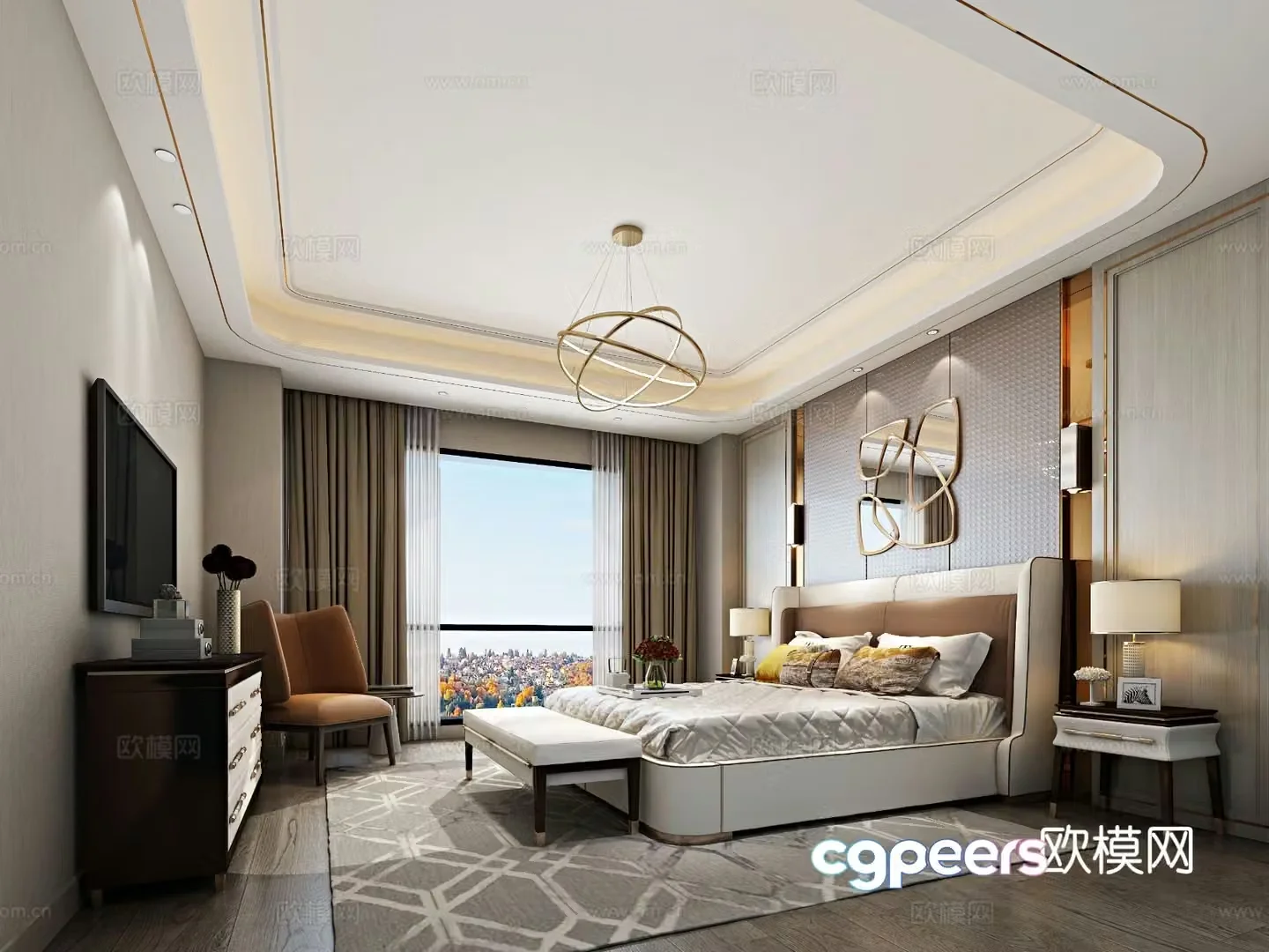 Light luxury bedroom master bedroom 3d model