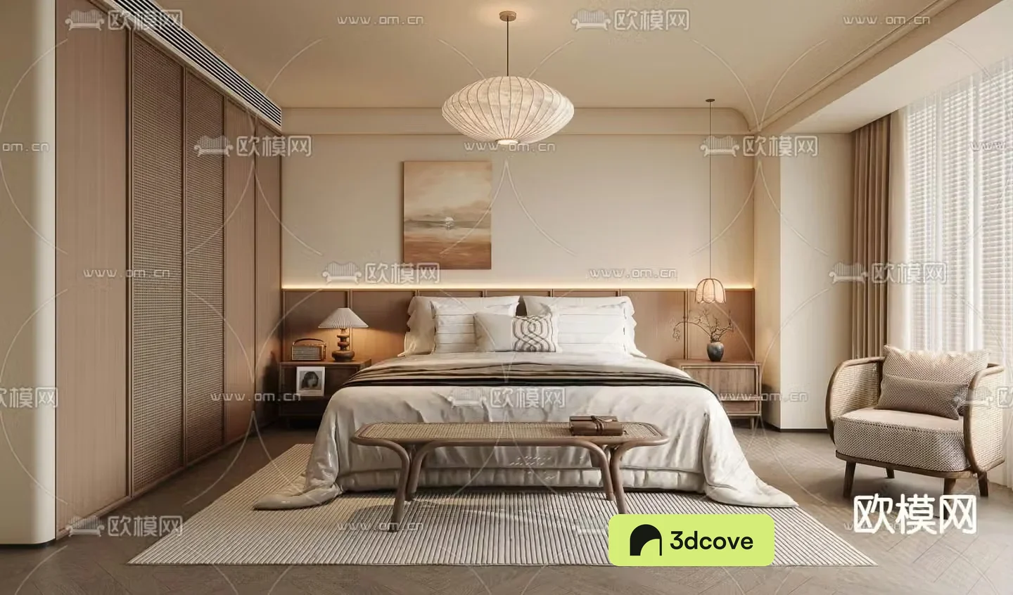Middle style bedroom master bedroom master room 3d model