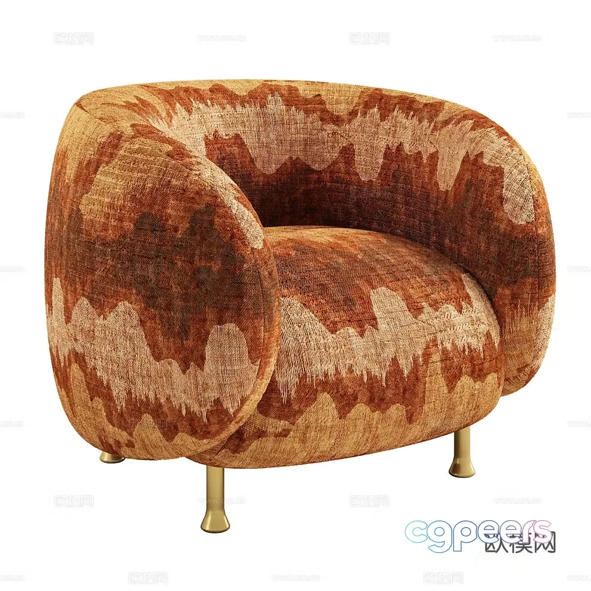 Modern Italian light luxury fabric leisure chair 3D model