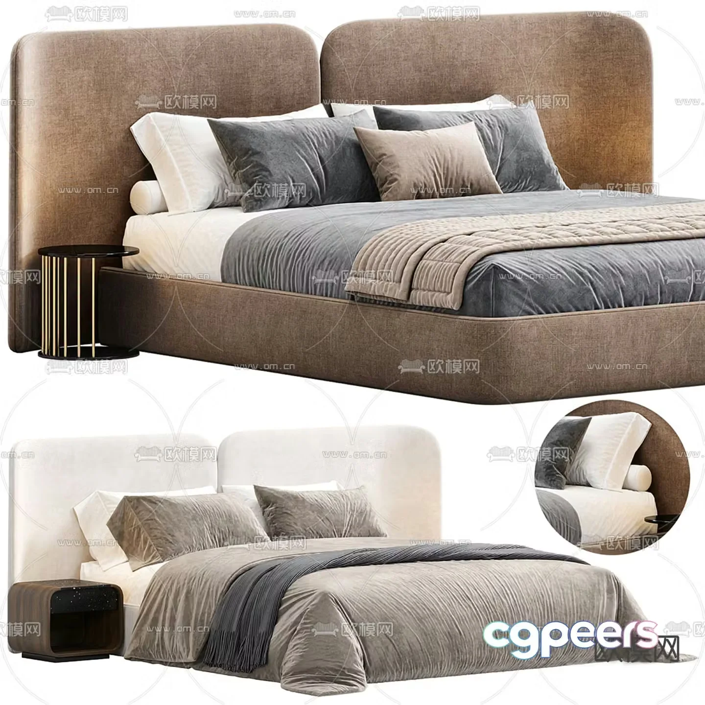 Modern double bed 3d model