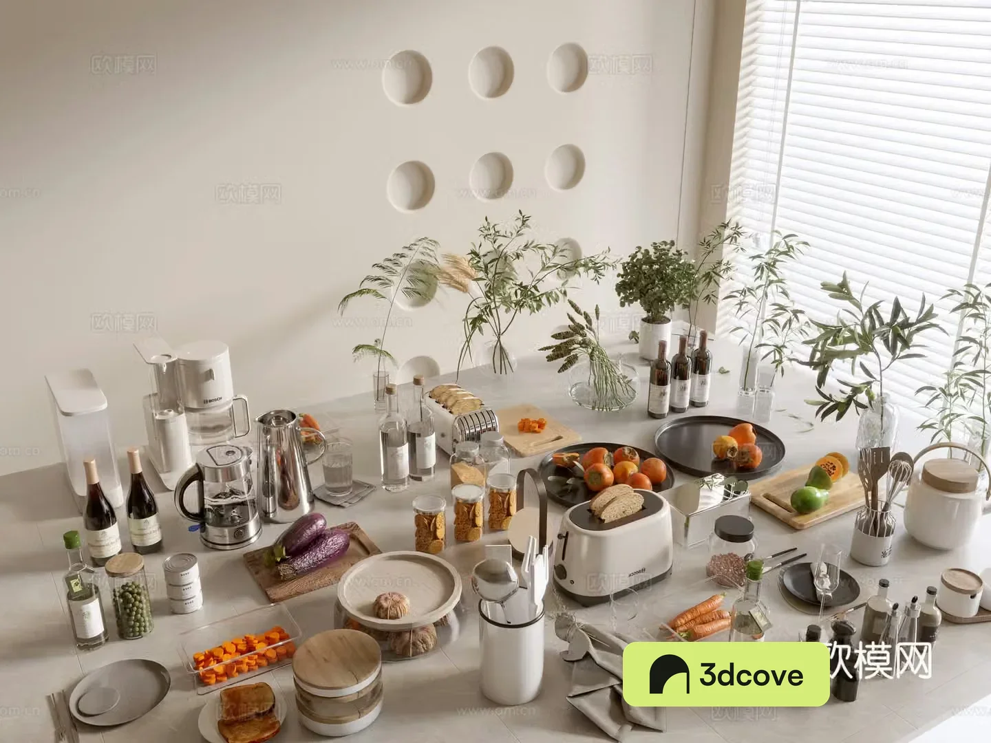 Modern ornament combination Kitchen supplies Kitchenware Tableware Kitchen appliances Art ornaments Dining table