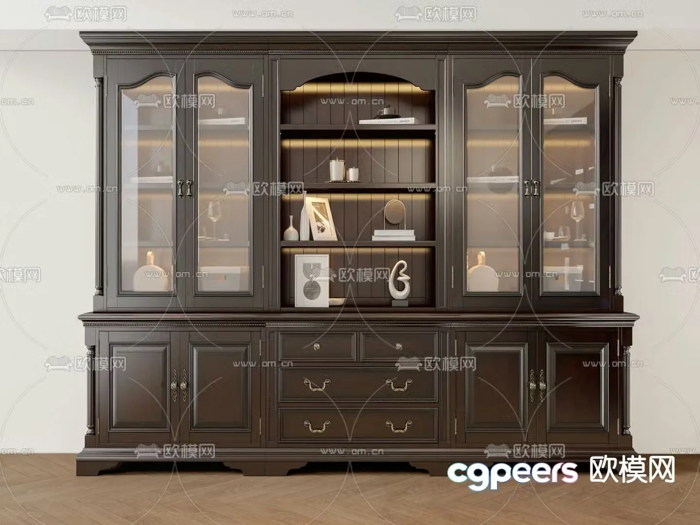 American wine cabinet 3D model