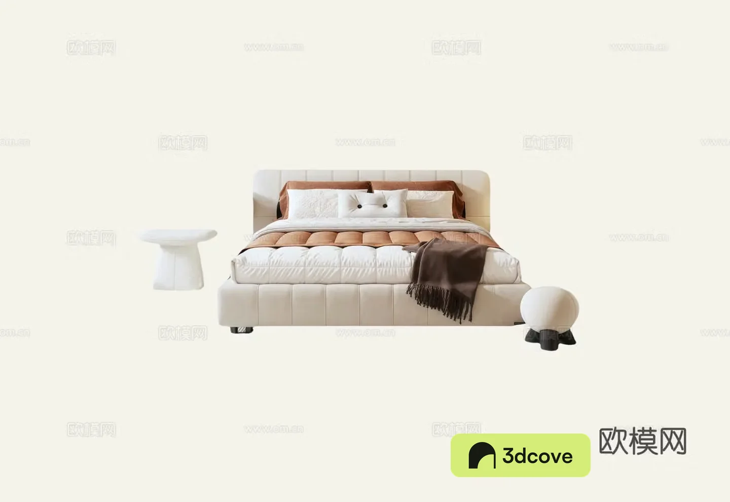 Modern Italian double bed cloth bed leather bed