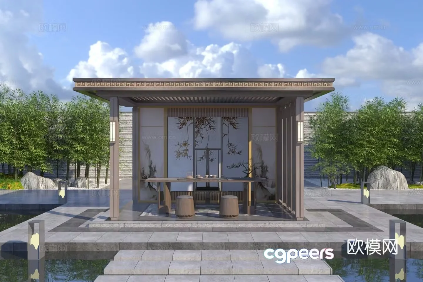 New Chinese style pavilion 3D model