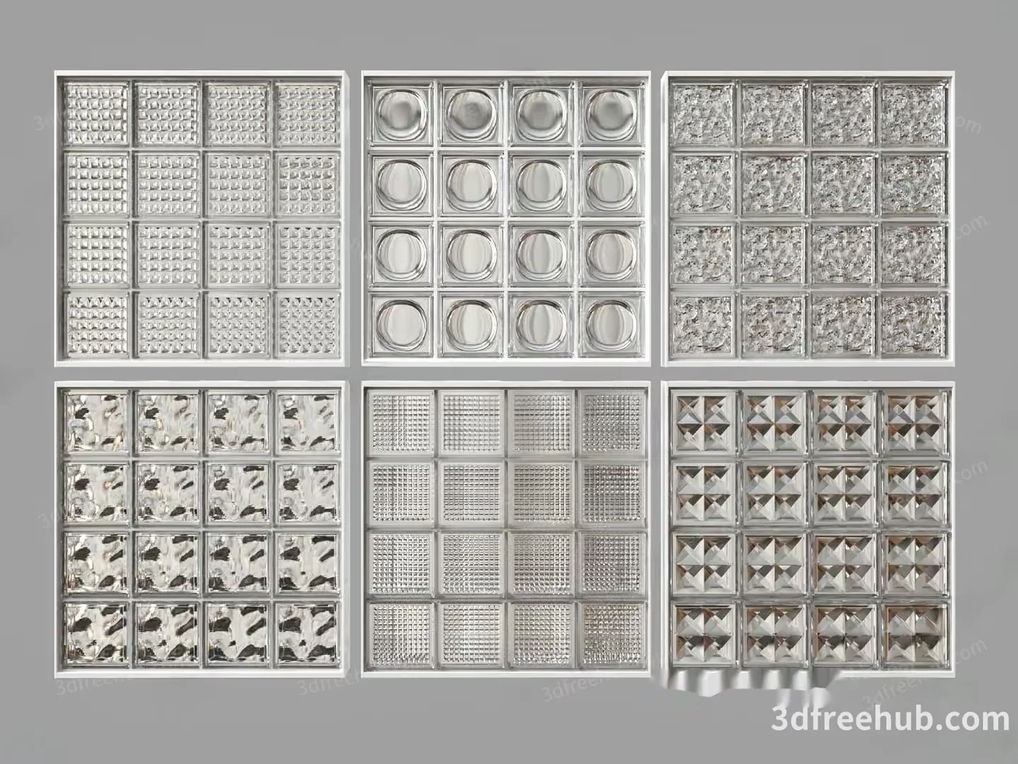 A Collection Of Glass Block Patterns 3D Model – 18747 – VRAY Render