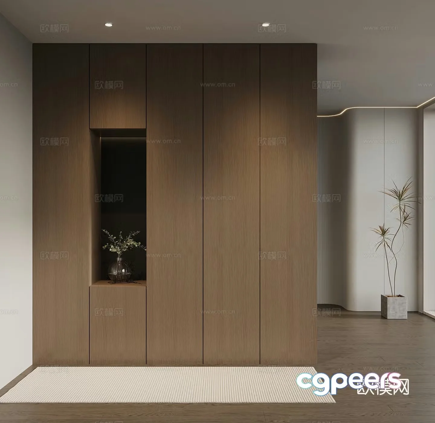 Italian minimalist porch cabinet 3D model of porch background