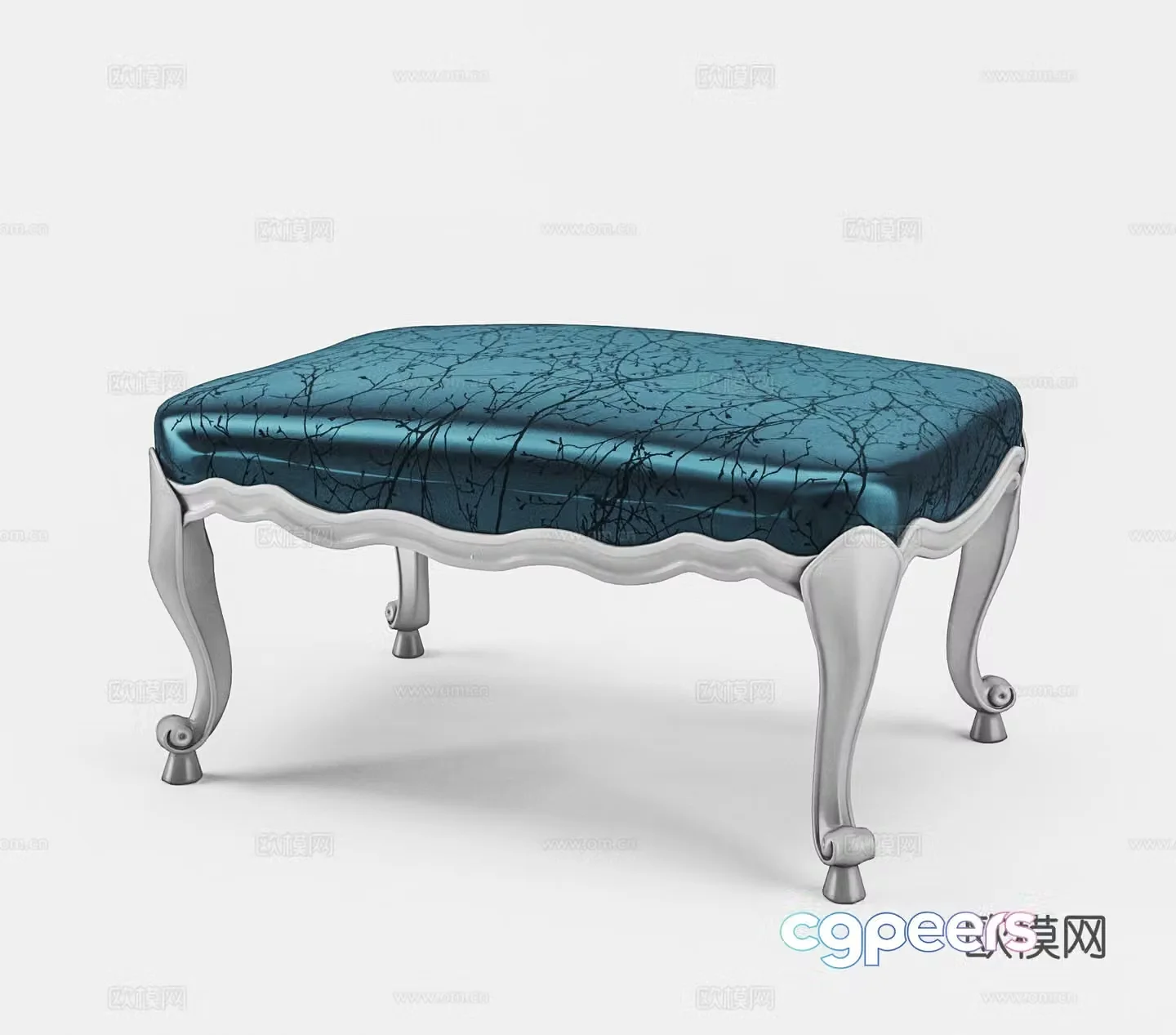 European style pouf stool shoe change stool 3d model