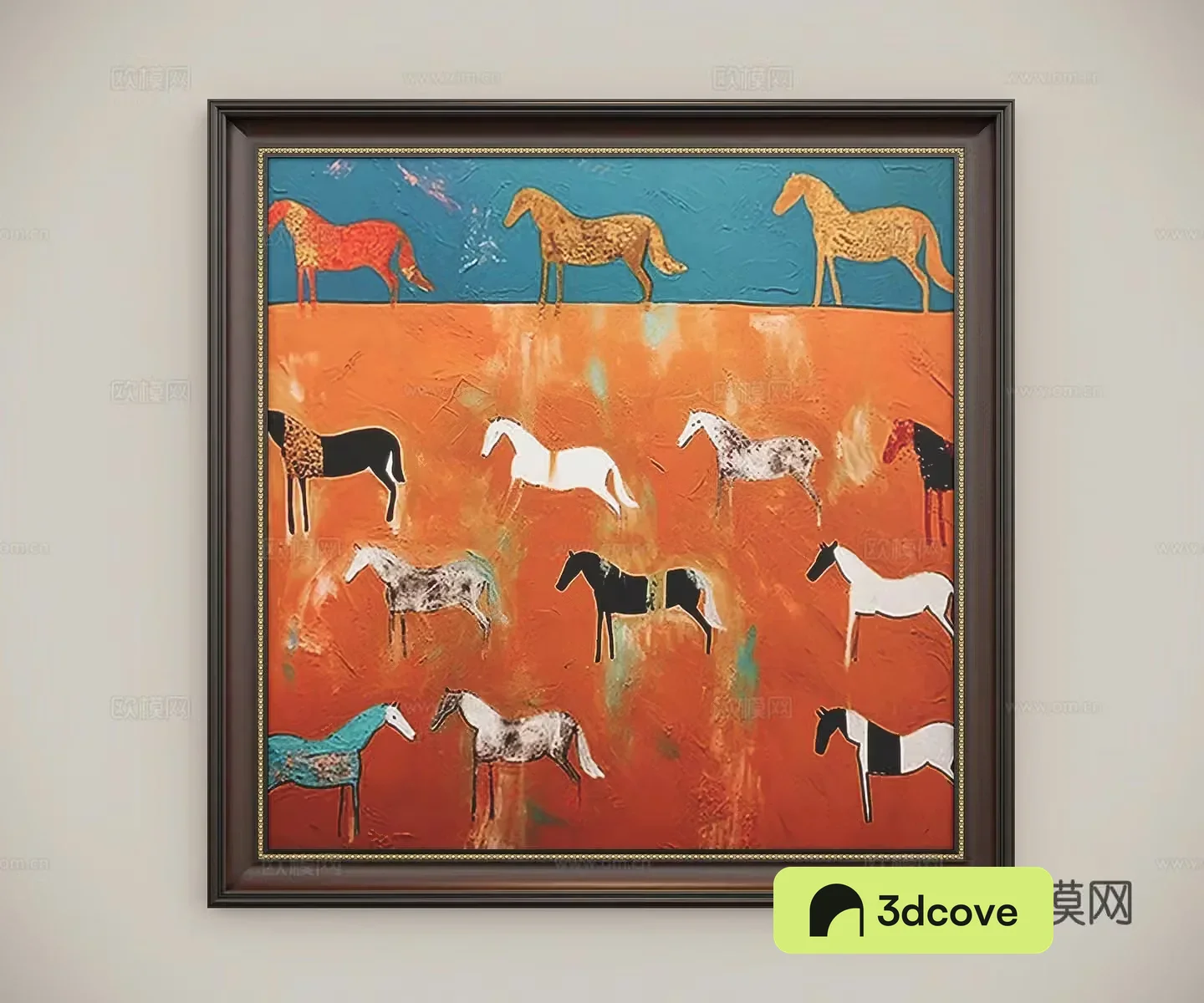 Middle-aged decorative painting horse oil painting 3d model