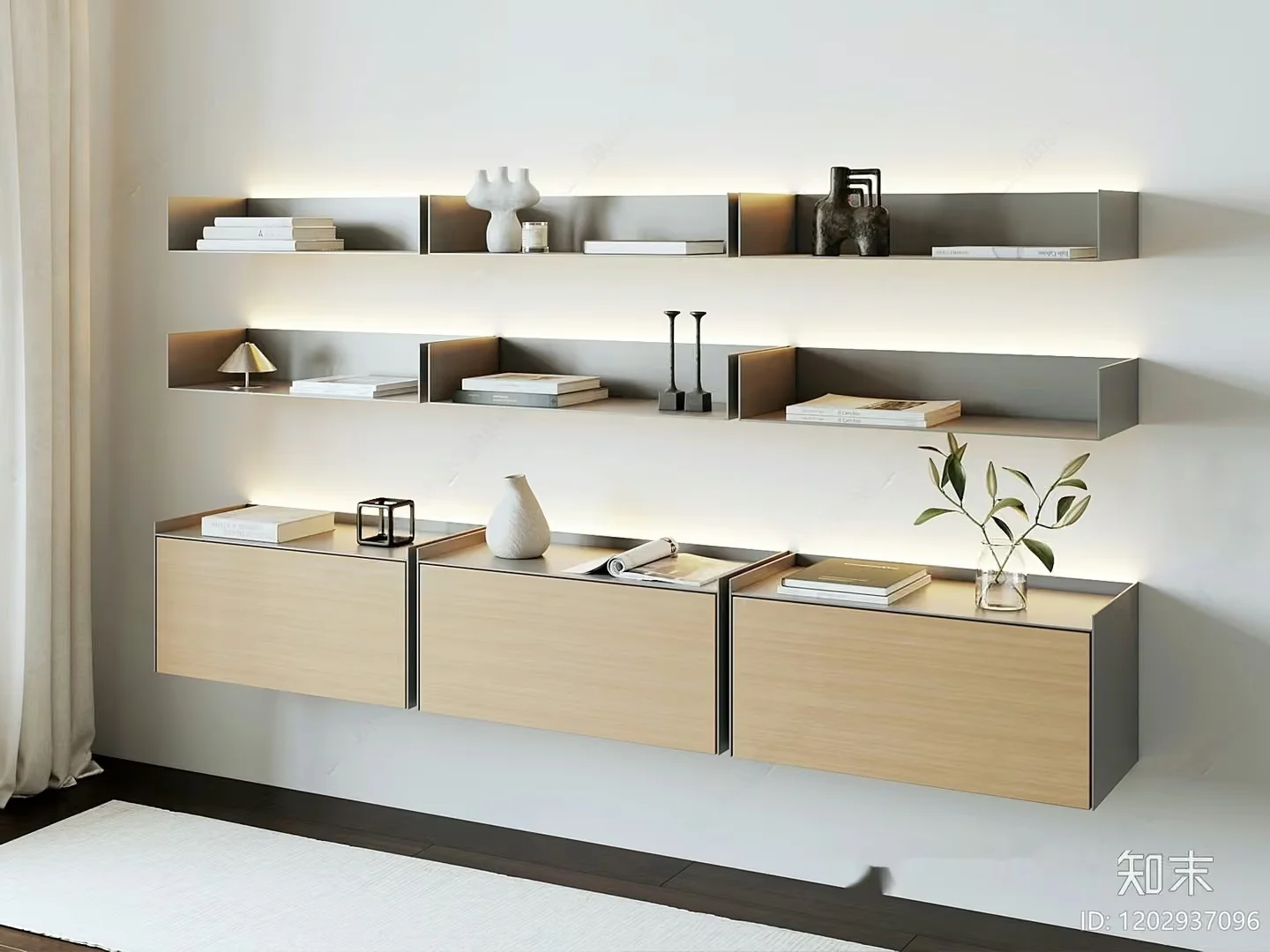 Modern Floating Shelves 3D Model – 15765 – VRAY Render