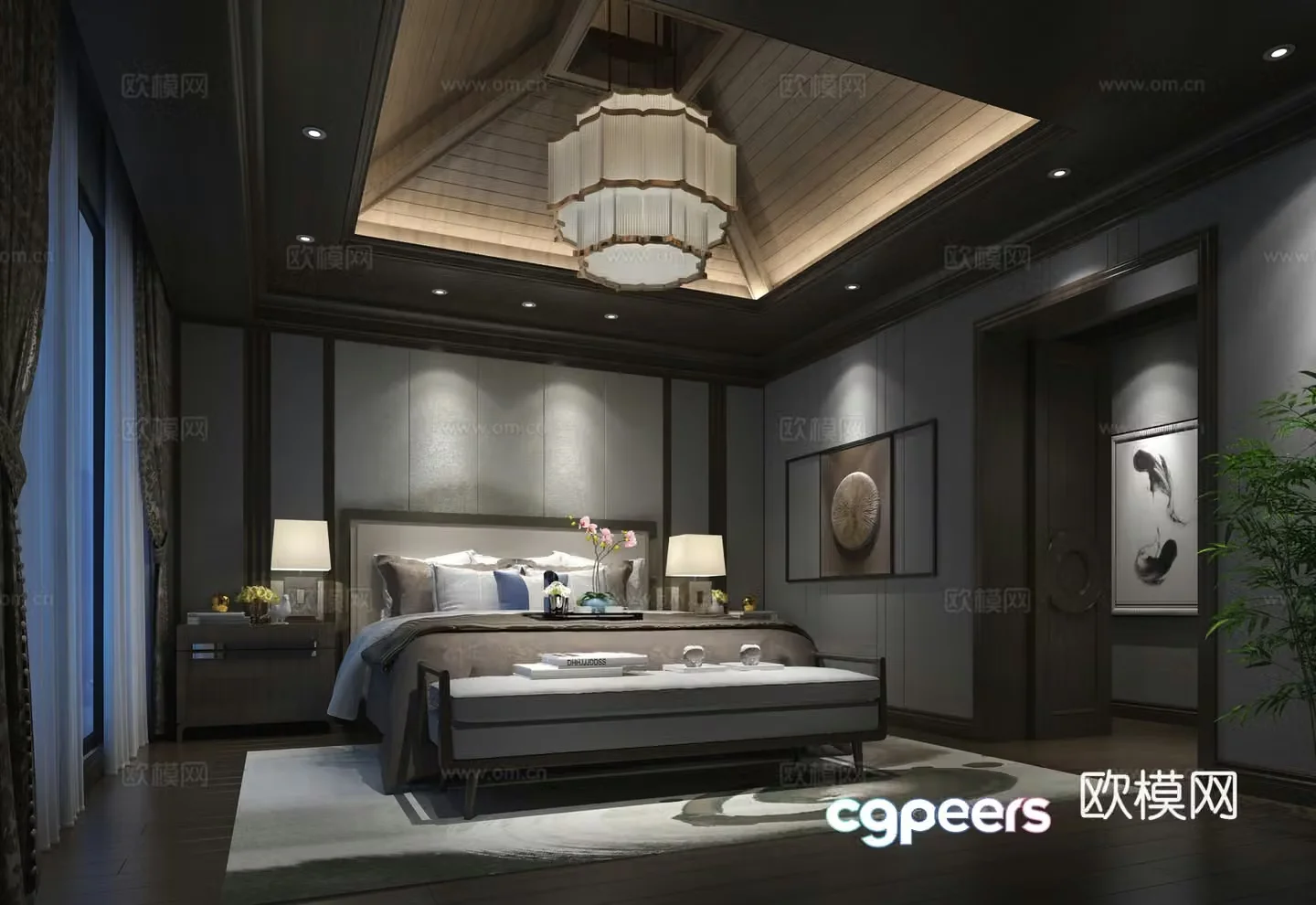 New Chinese style bedroom master bedroom 3d model