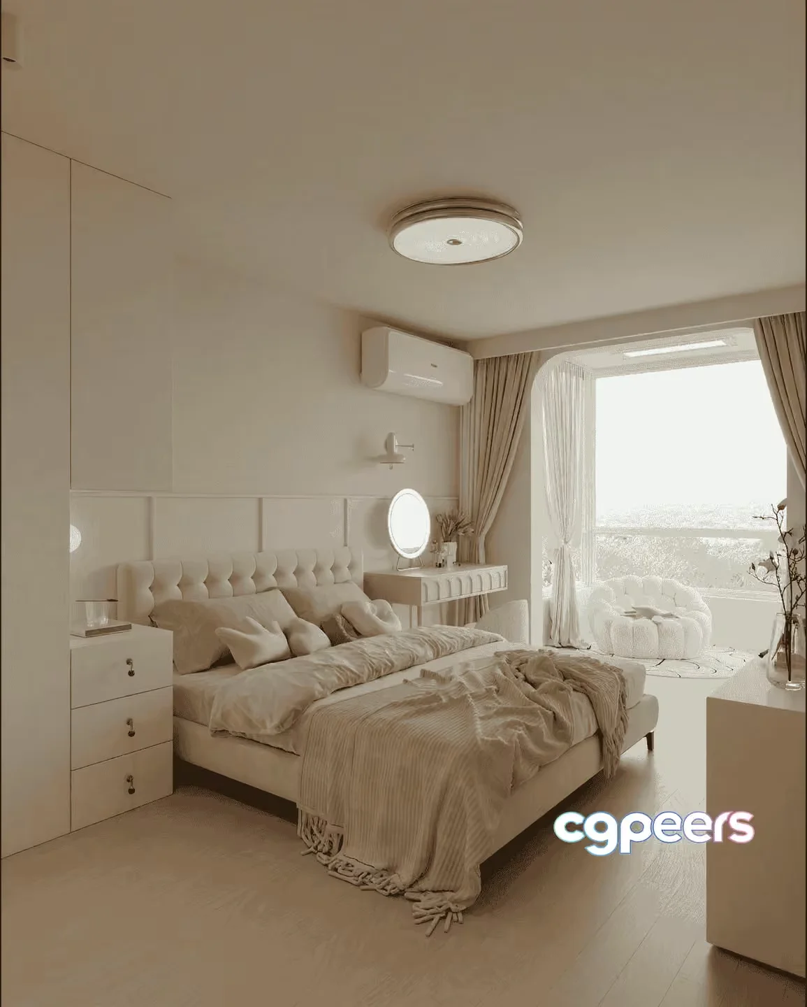 A White Bedroom 3D Model – 11593 – VRAY Render
