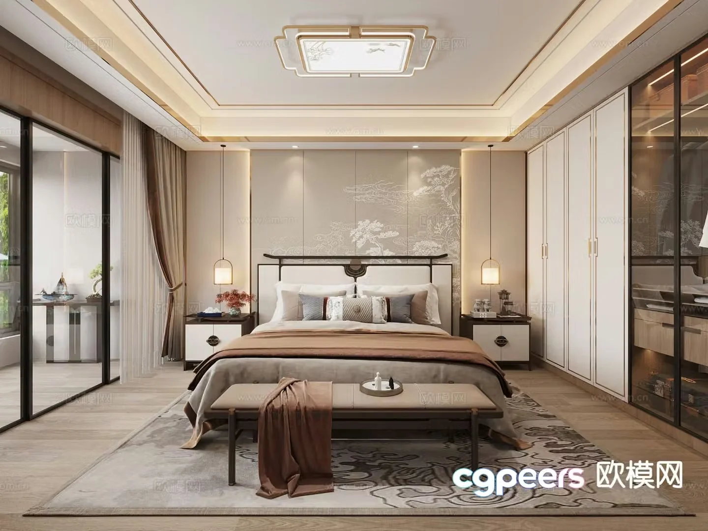 New Chinese style bedroom master bedroom 3d model