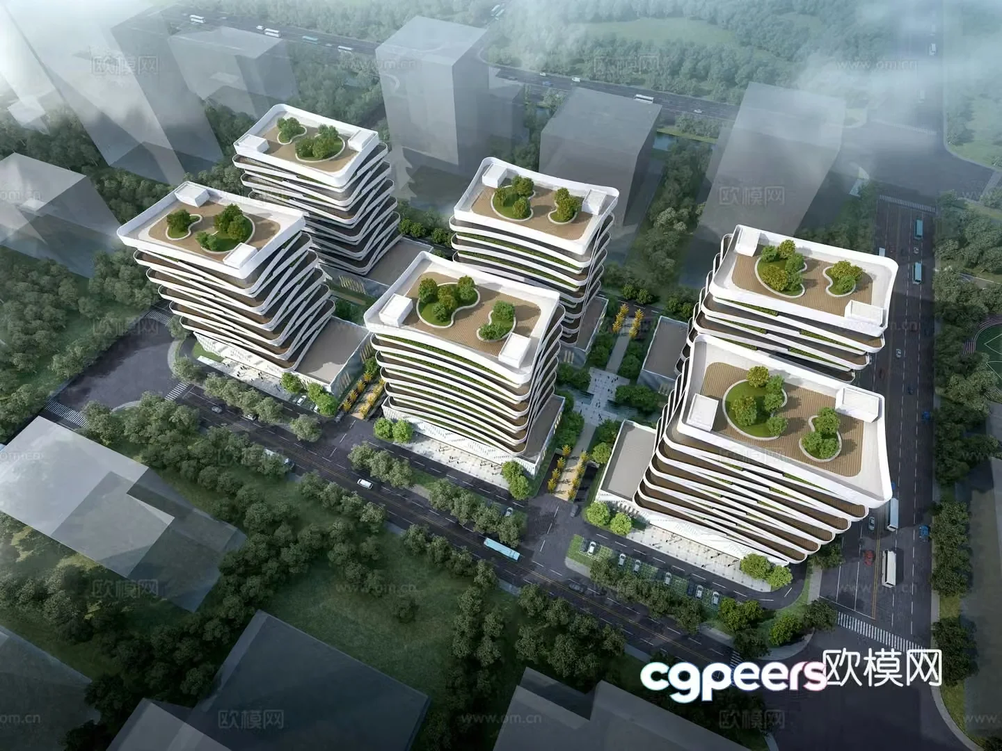 3D model of industrial park office building