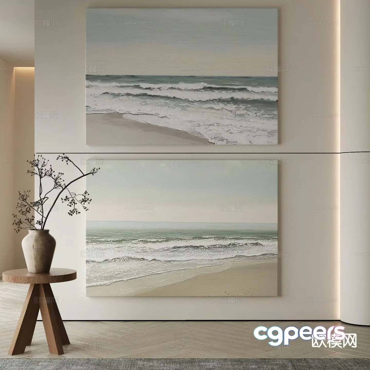 Wabi-sabi painting texture painting decorative painting hanging painting 3D model