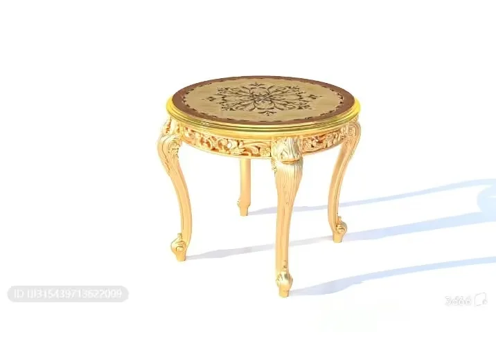 A Small Ornate Table With A Gold Finish 3D Model – 7824 – VRAY Render