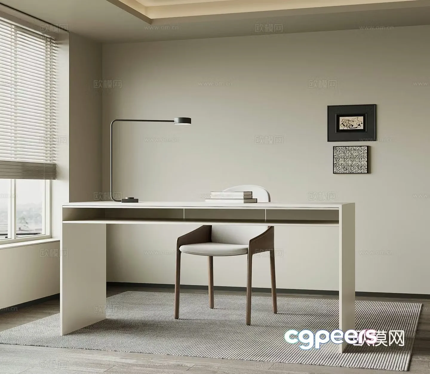 Modern Italian desk and chair Learning desk and chair 3d model