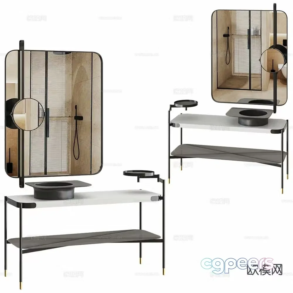 Bathroom cabinet bathroom mirror bathroom sink 3d model