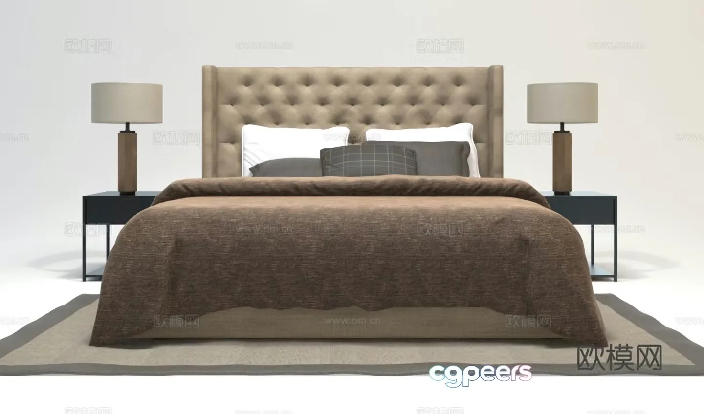 Modern double bed 3d model