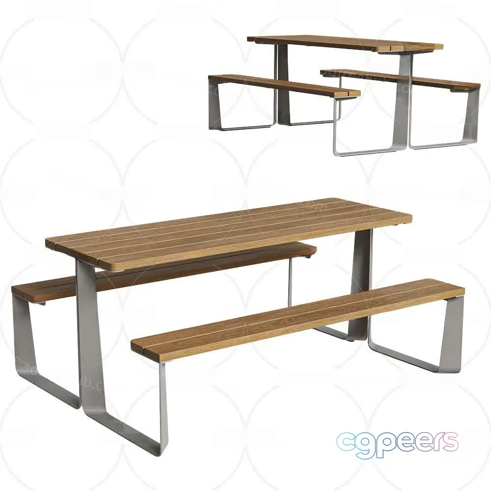 Outdoor Picnic Table 3D Model – 20240 – VRAY Render