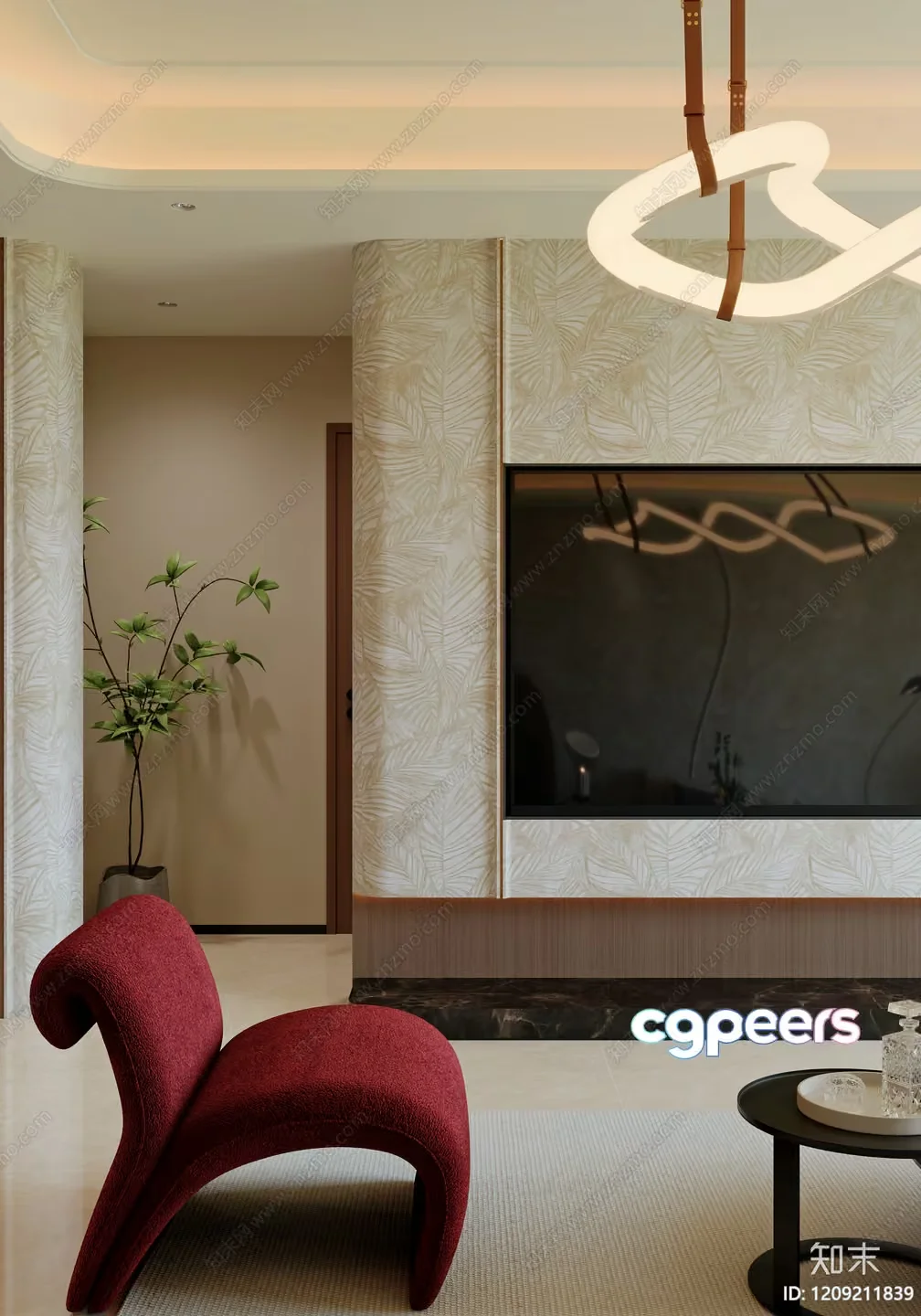Modern Living Room 3D Model – 3570 – VRAY Render