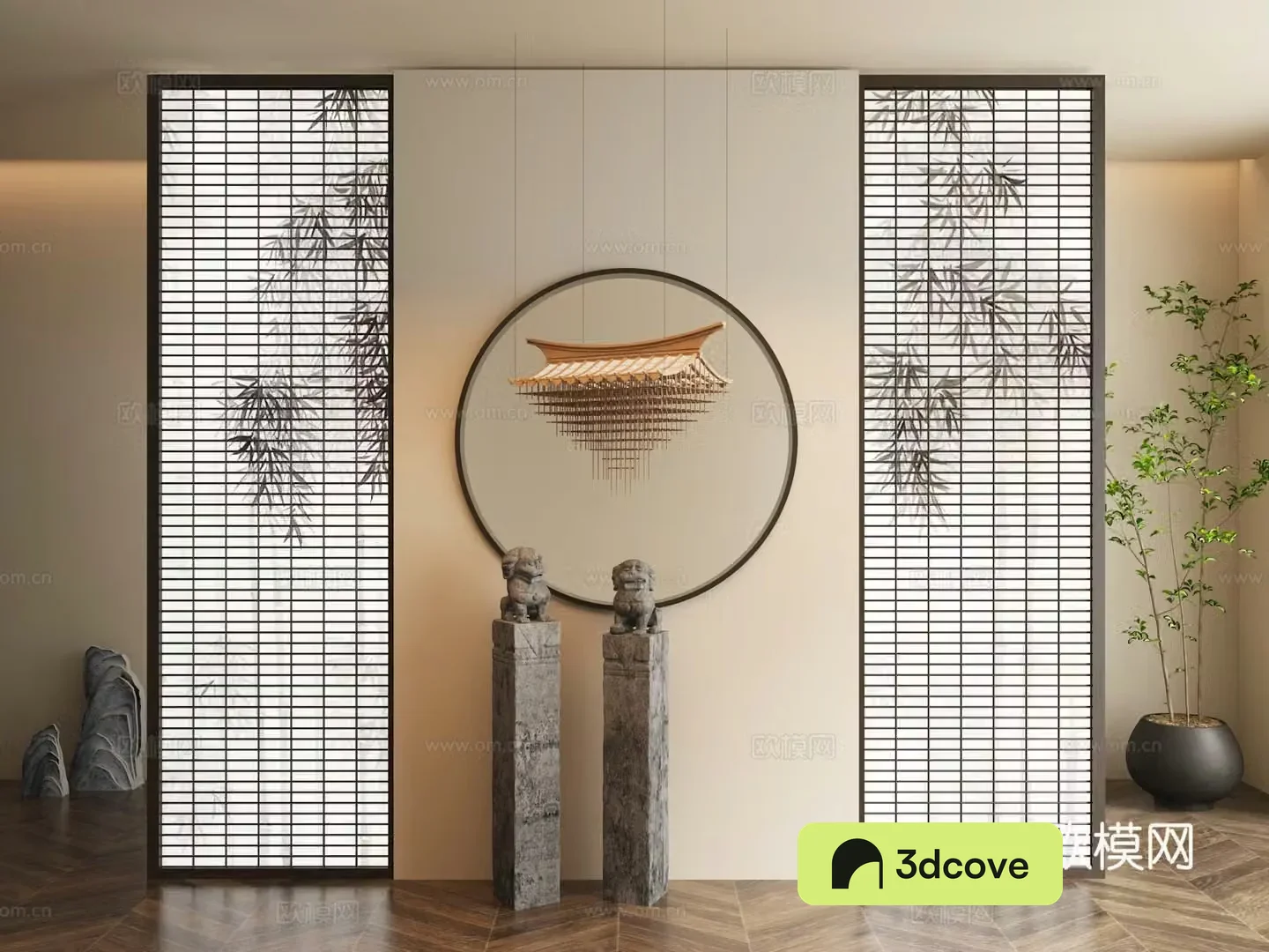 New Chinese style entrance partition lattice partition