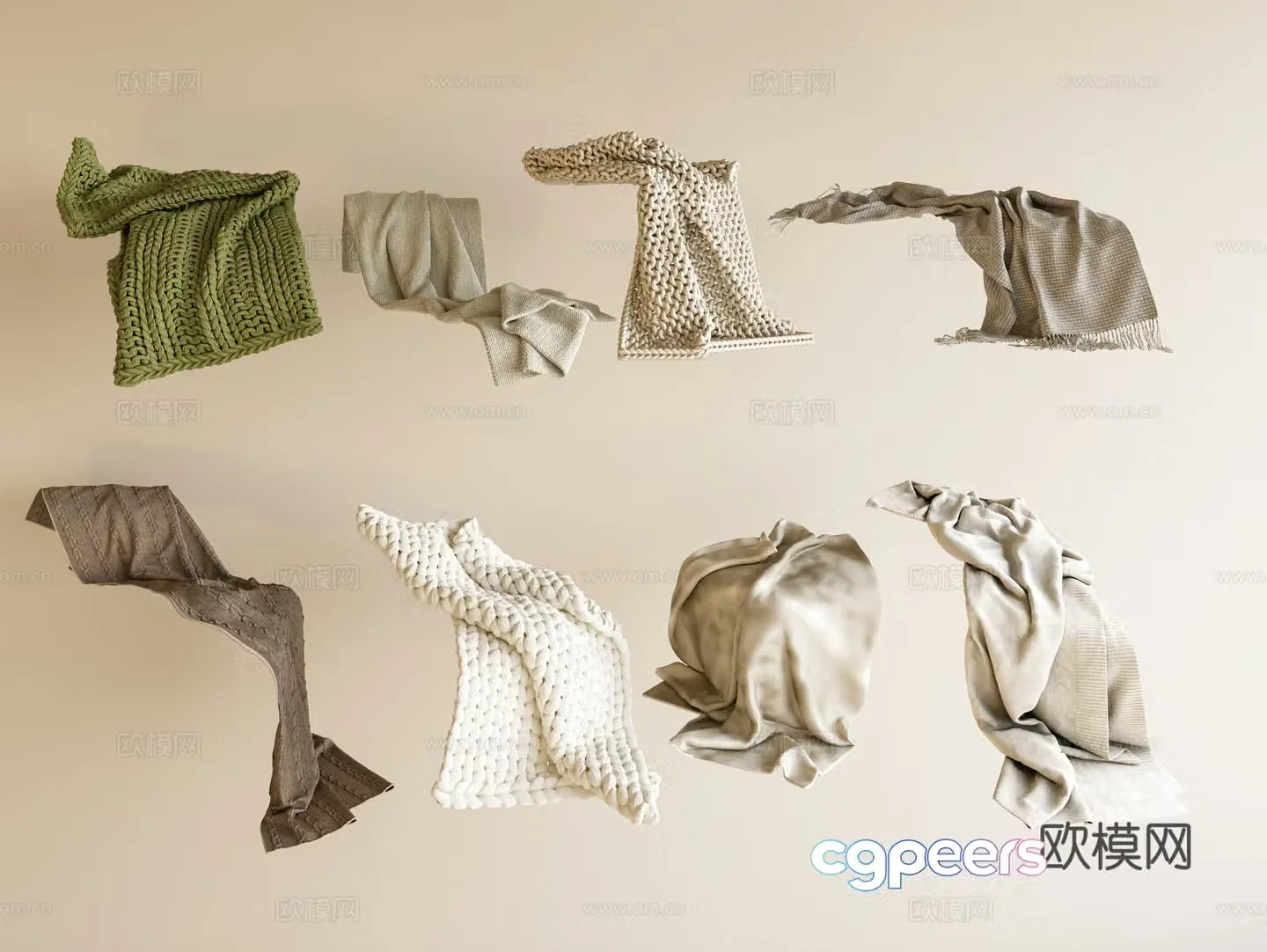 Modern blanket fabric blanket towel knitted blanket bedding medium style blanket 3d model